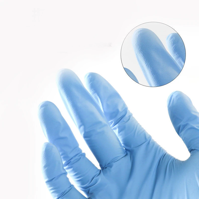 

Logo pattern free water proof blue vary medical gloves