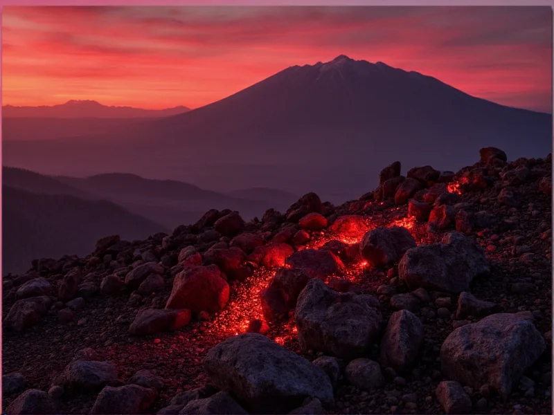 Iron ore nodes glowing in Crimson Expanse twilight