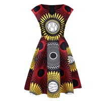 

2019 Women African Clothing Print V Neck Sleeveless PullOver Midi African Dresses
