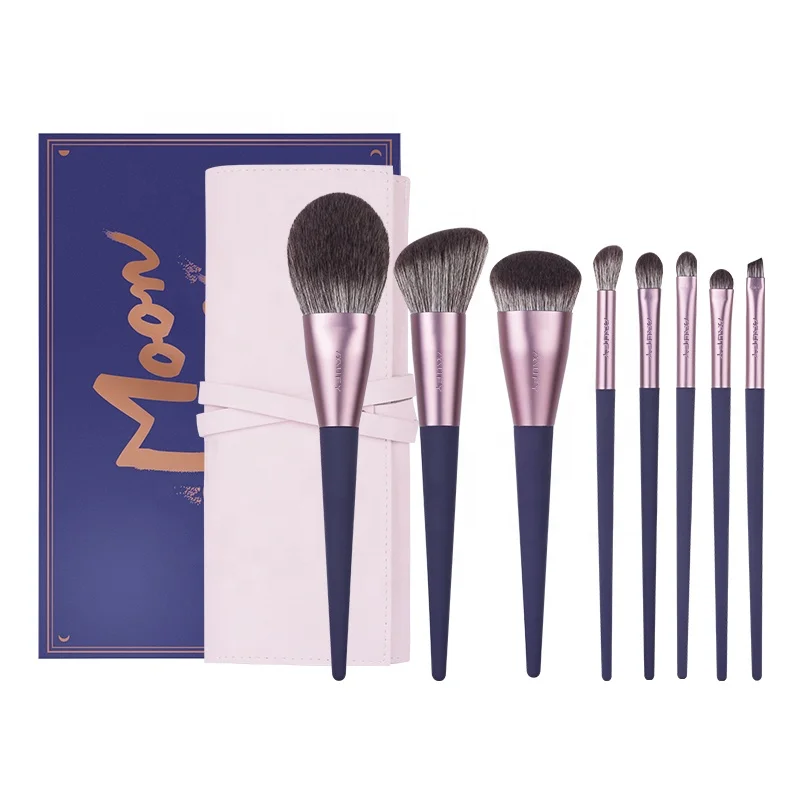 

Luxury High Quality Vegan Make Up Brushes Private Label Bling Custom Cosmetic Makeup Brush Set With Gift Box, Purple