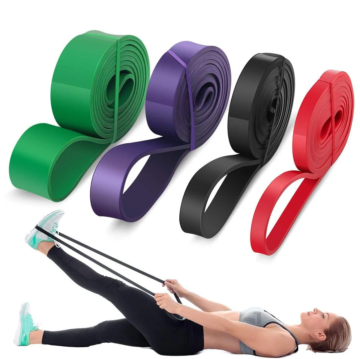 

Pull up Assist Band Exercise Resistance Bands for Workout Body Stretch Powerlifting, Yellow,green,red,blue,black