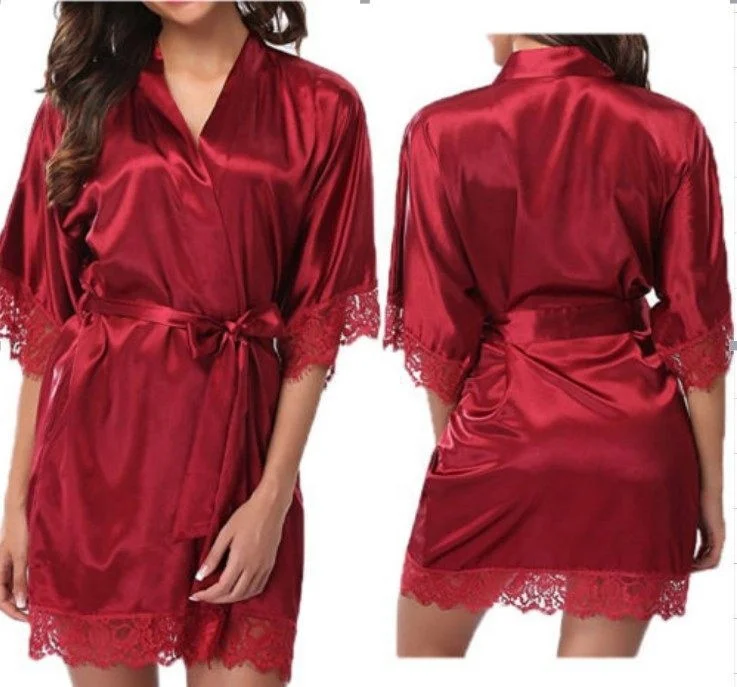 

2021 hot style new wholesale cheap women's sexy robe silk pajamas suit women