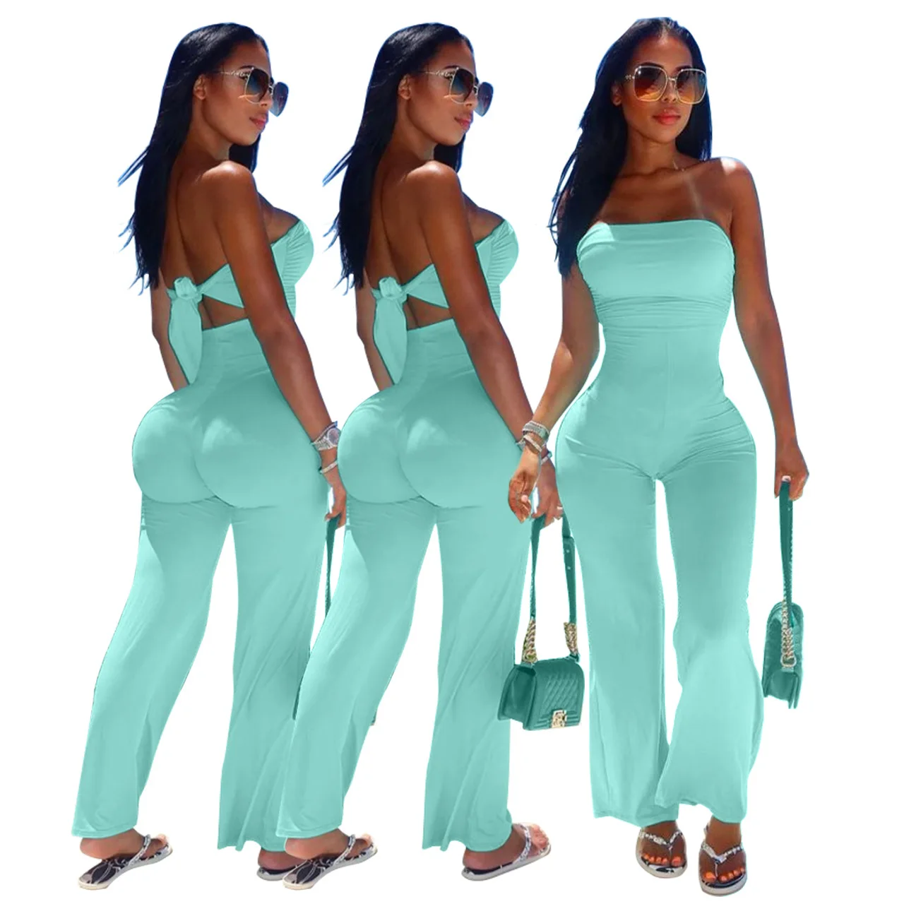 

2022 Women Summer Solid O-neck women's Jumpsuits Clothing Short Sleeve Fungus Jumpsuit for Ladies Casual Solid Romper