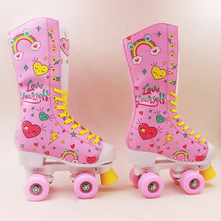 

Children toddlers tenage spirit inline speed boot skating toe stop 4 wheels kick sport skates shoes roller skate