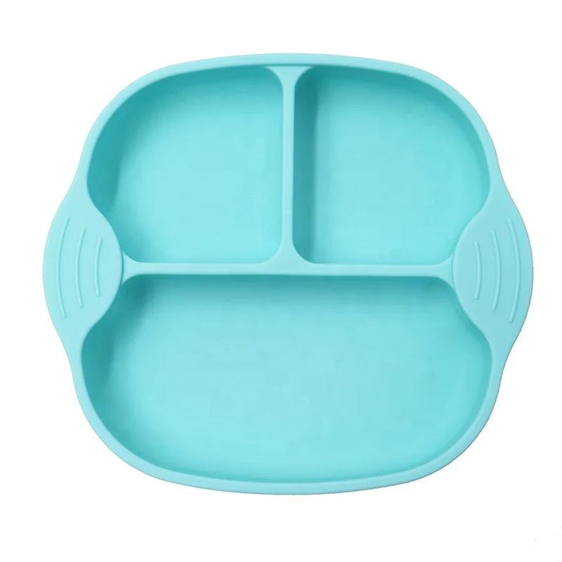 

Reusable Healthy Silicone Baby Plate Dinner Toddler Kids Baby Dishes Silicone Square Shape Plate, Blue, green, grey, purple, rose red