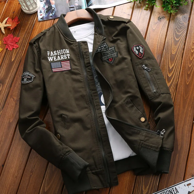 

Amazon 2019 Sales Outburst Embroidery Outdoor Combat Garment Jacket Military Field Pure Cotton Coat Male Chinese Quality Supplie, Army green / khaki