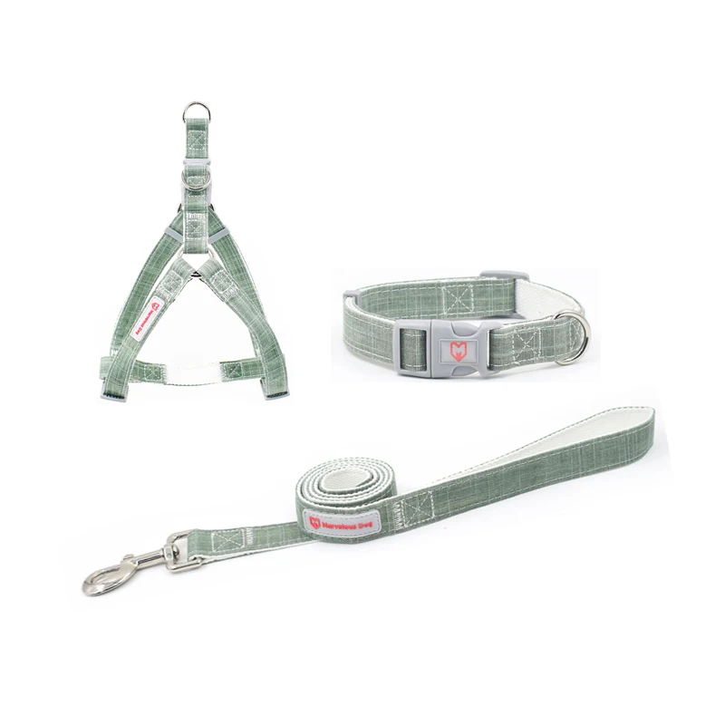 

Solid Bamboo Fiber Dog Collar Walking Dog Leash Harness Outdoor Lead Control Dog Outdoor Running Sets, As photos