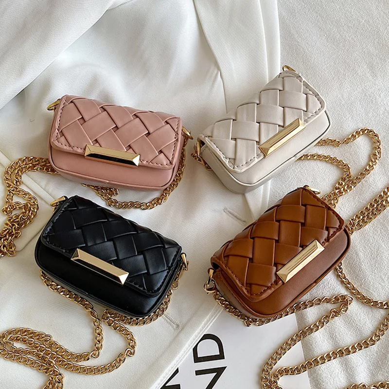 

Handbags Small 2022 weaving Pu Leather Vintage Crossbody Pouch Shoulder Bag Mini Corss Body Clutch Chain Purse Women Handbag, 4 colors
