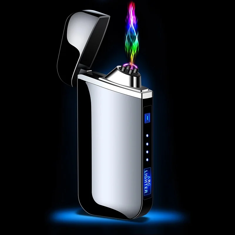 

JOFI Free shipping double arc plasma lighter with battery indication encendedor plasma electric rechargeable usb lighter, 10 colors