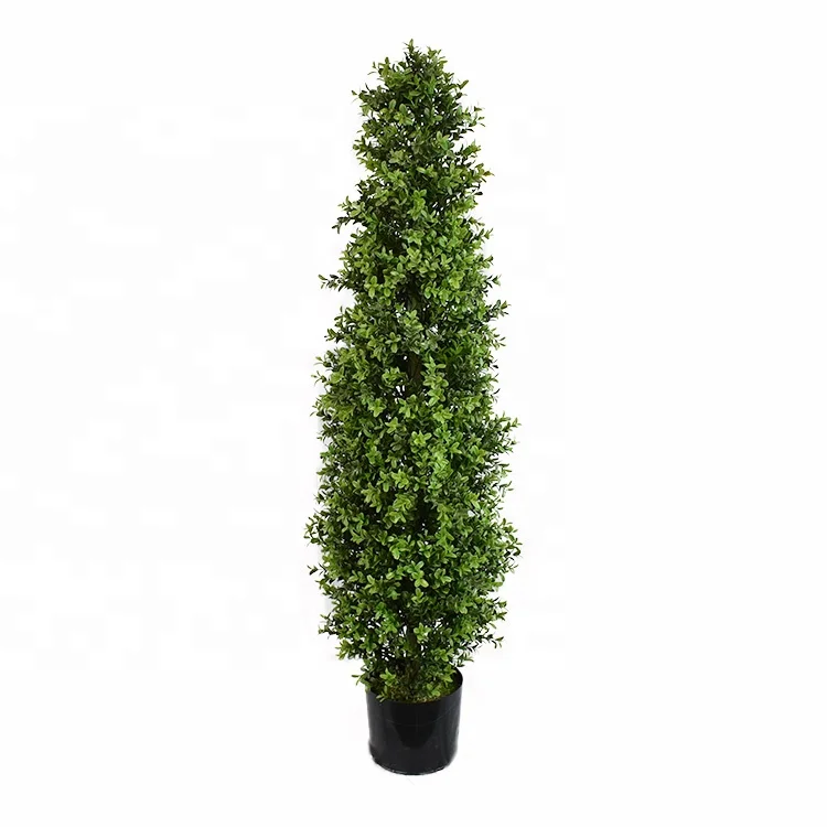 

4ft Fake Topiary Trees Artificial Plants Green Oval Cedar/Cypress Tree Potted Faux Thuja Bonsai for Indoor or Outdoor