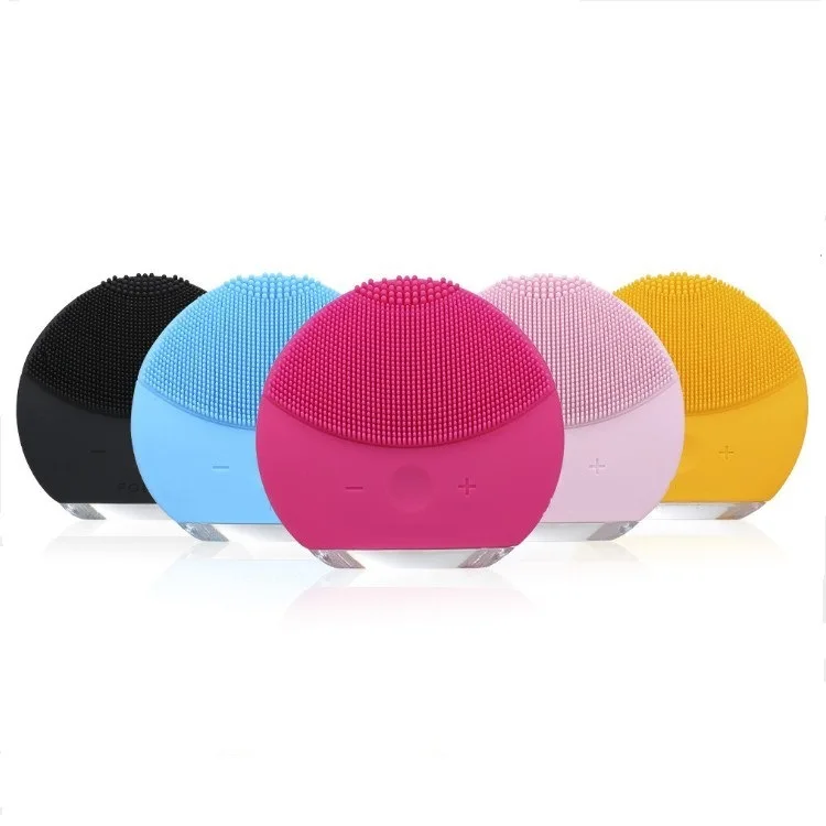 

USB Rechargeable IPX7 Grade Waterproof electric ultrasonic Facial Cleansing Silicone Face Brush, Black,pink,blue,red,yellow