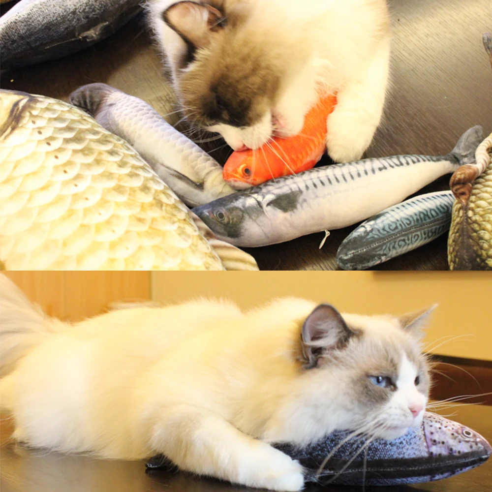 
2020 Amazon Hot Creative Simulation Anti Bite Plush Fish Catnip Pet Chewy Cat Toys 