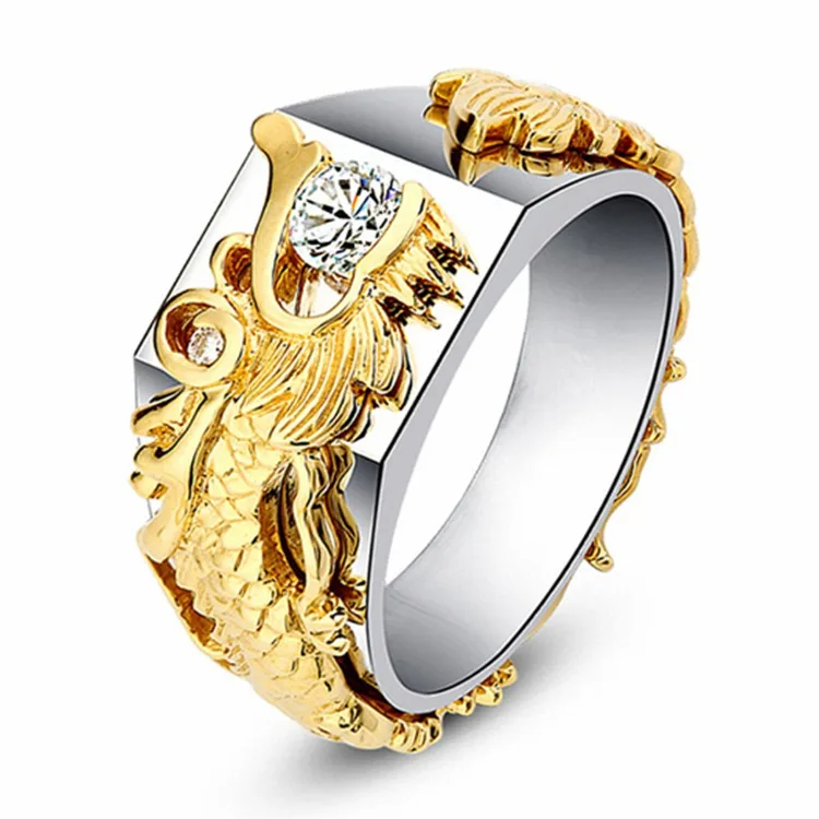 

Hot Selling Fashion jewelry ring finger rings photos gold dragon rings for men