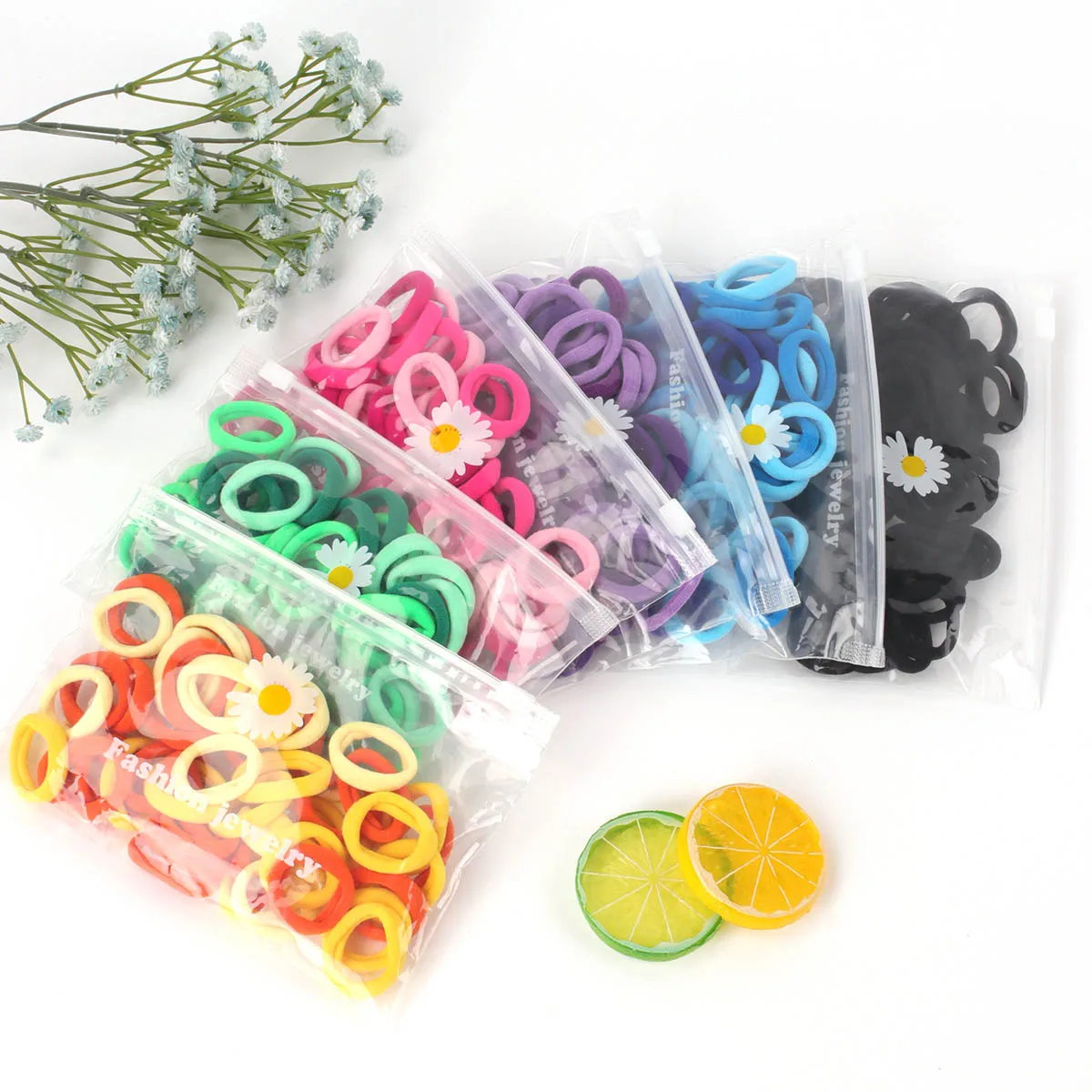 

50Pcs Korean High Stretch Rubber Band Colorful Seamless Children's Adult Towel Hair Ring Hair Band