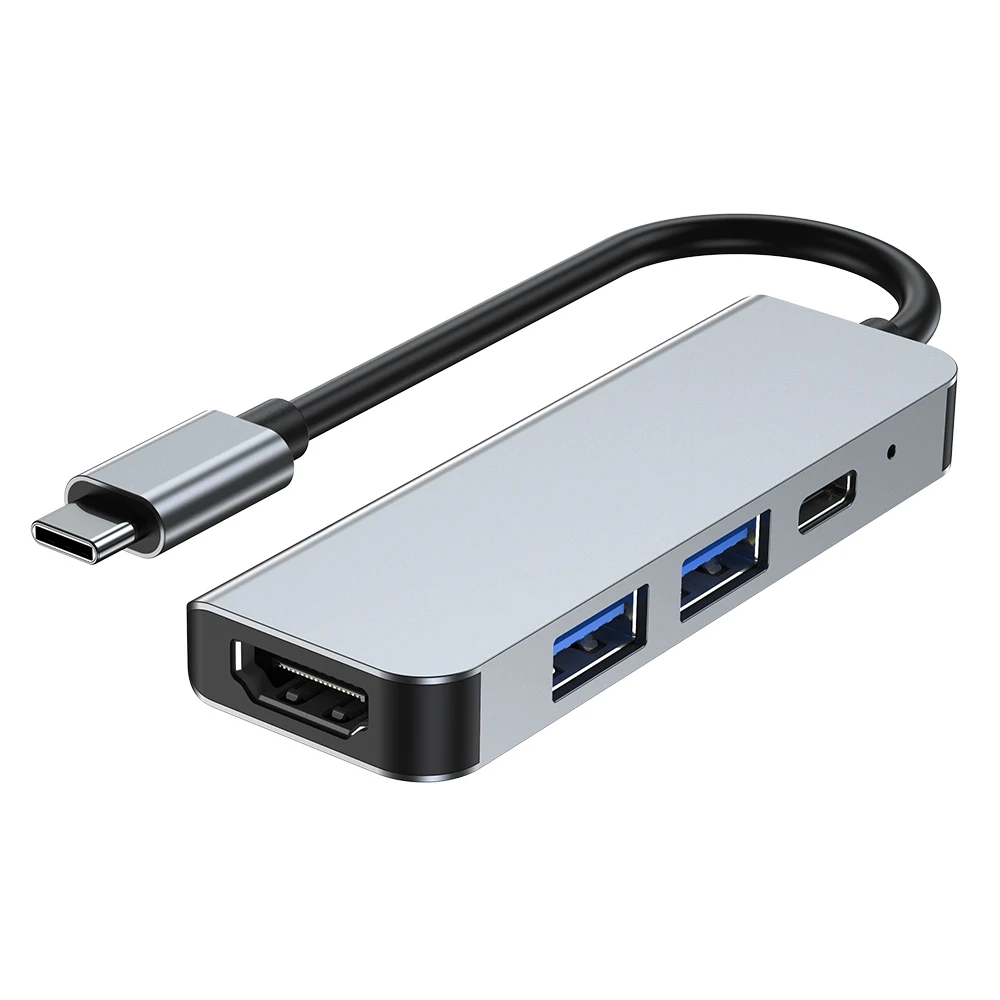 

AD-011Aluminum Alloy Splitter Port USB C HUB 4 in 1 Multi 3.0 PD Audio Adapter Dock for MacBook