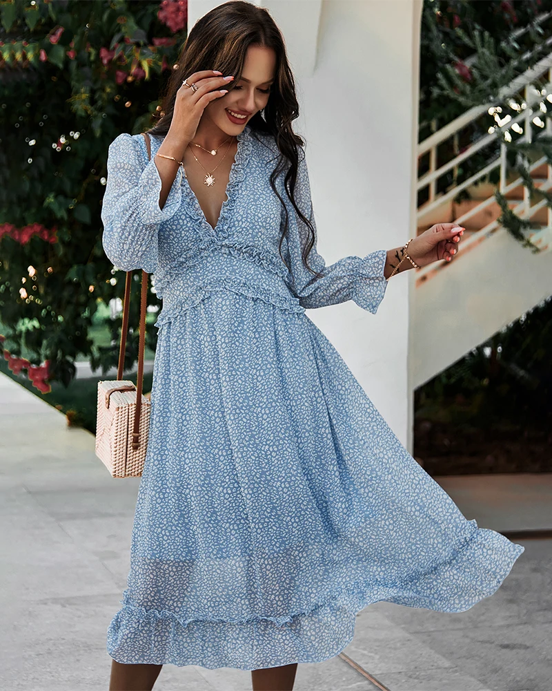 

Summer Women Dresses Dot Bandage Floral Print Dress, Picture color