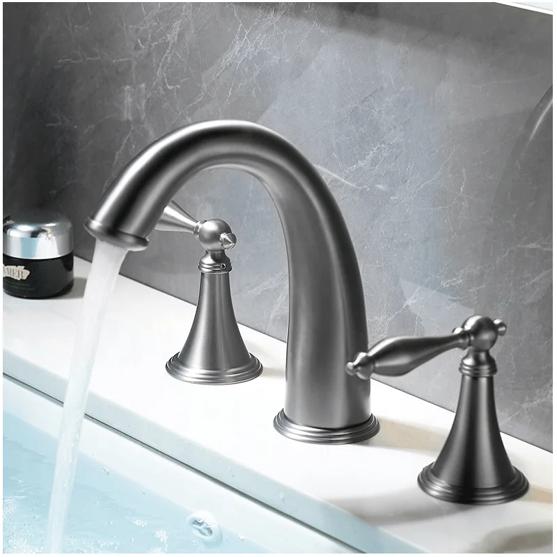 

Bathroom Faucet 3 Holes Grey Gun