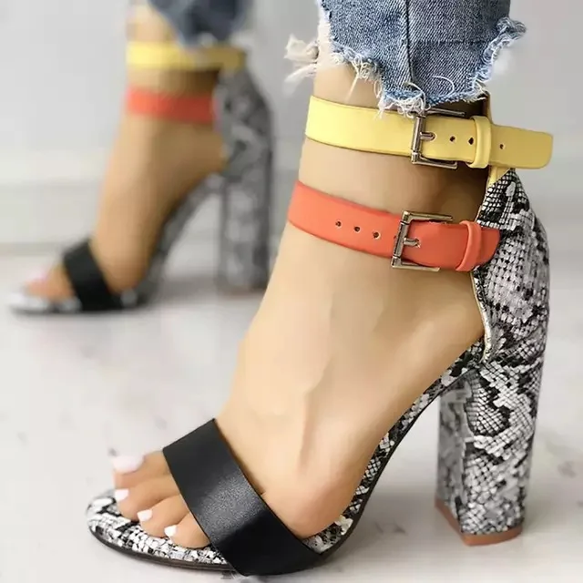

10cm High Heel Sandals Women Summer Shoes Woman New Ladies Square Heels Sandals Feminino Sandals