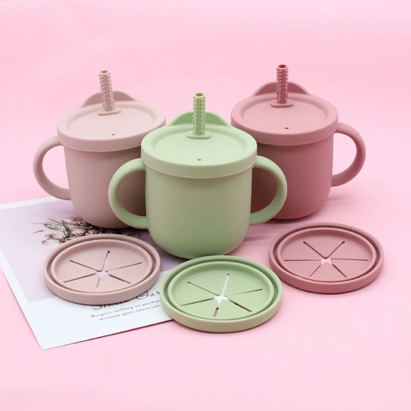 

Low MOQ factory supply food grade foldable and reusable ecological baby silicone cupv, Multi colors