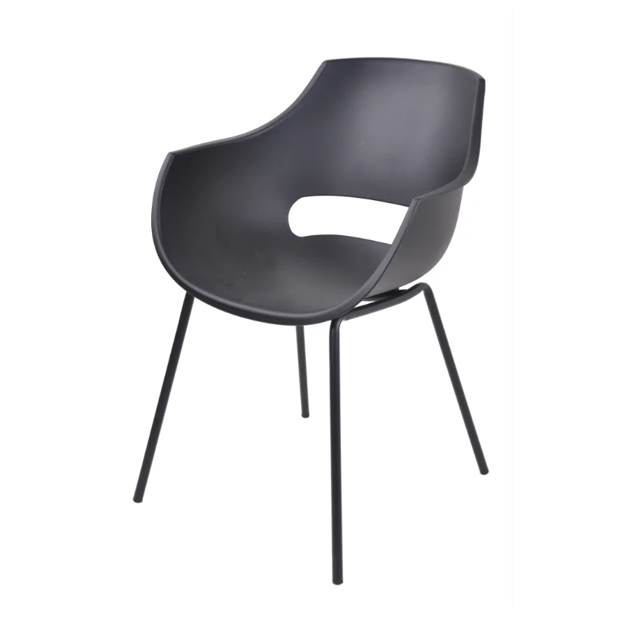 

A205 LIXIN In Stock Wholesale Modern Plastic Dinning Chairs Restaurant Black Plastic Dining Chair for Home with Arm Metal Legs