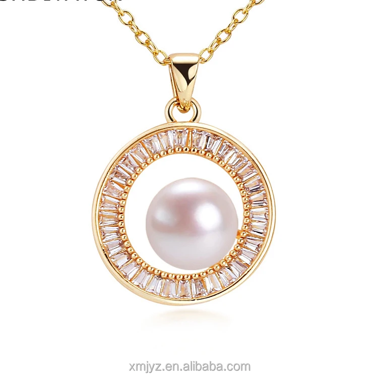 

Certified Natural Freshwater Pearl Pendant Necklace 14K Gold-Plated Color Retention Square Zircon With Chain Accessories