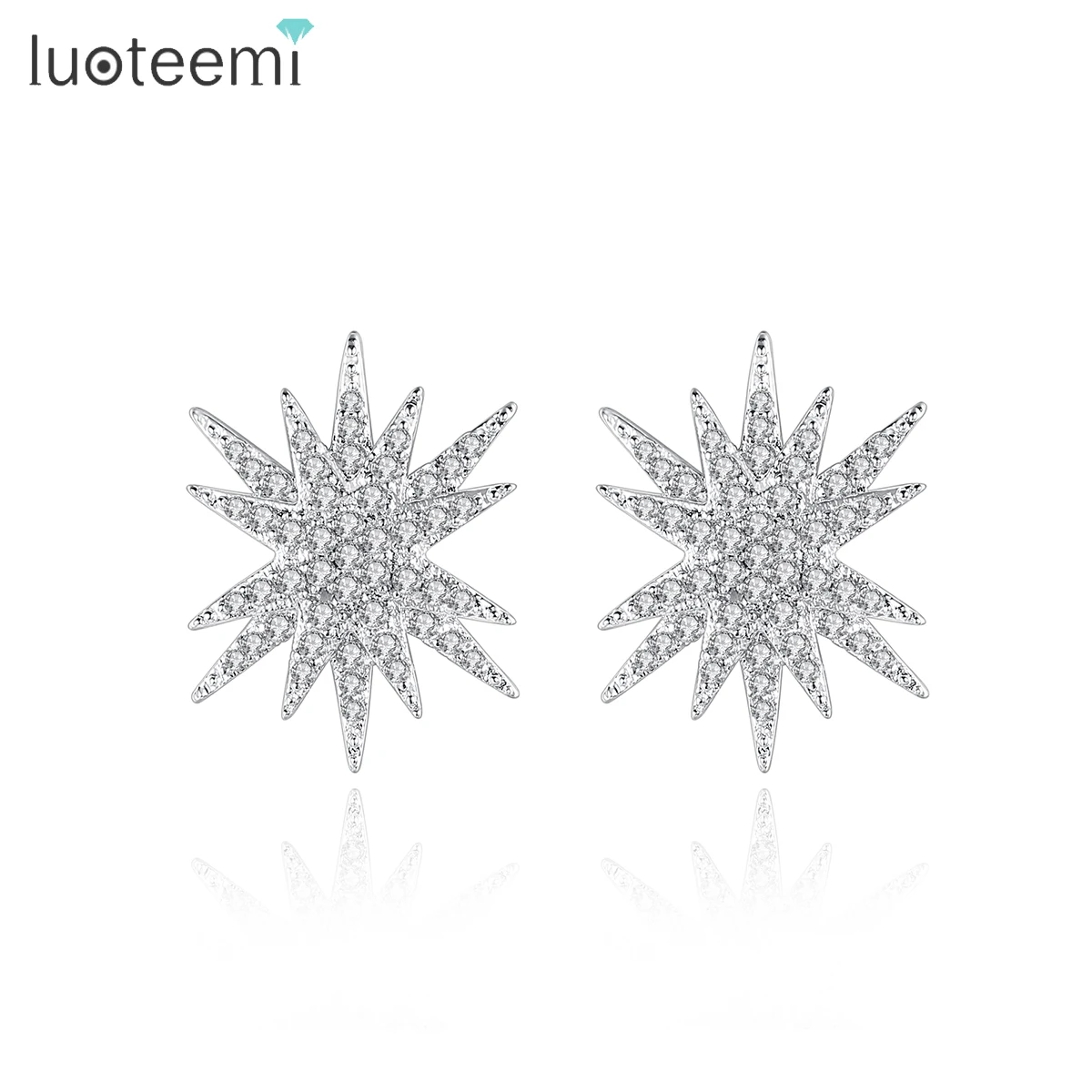 

LUOTEEMI Hot New Women's Fashion Popular Retail Romantic Sparkling Crystal Cubic Zircon Sexy Women Cool Star Stud Earrings