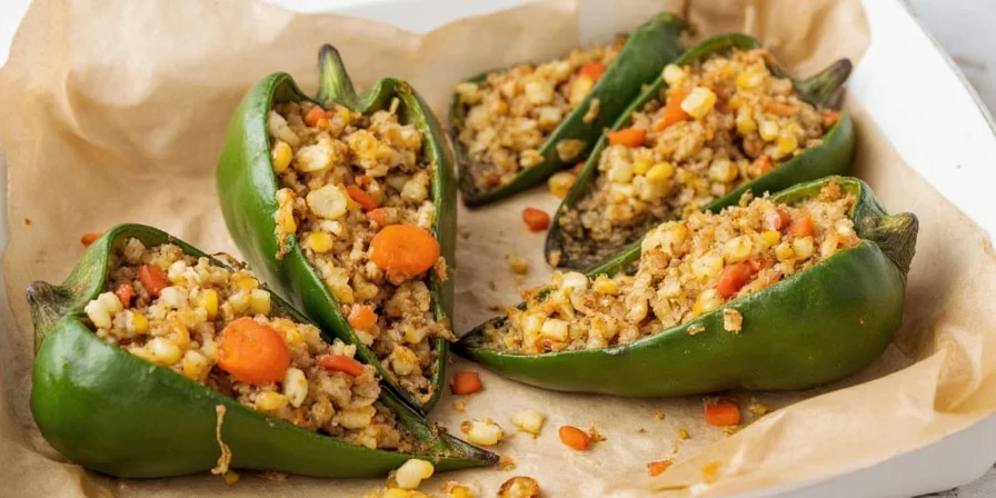 Ground turkey stuffed poblano with mole sauce