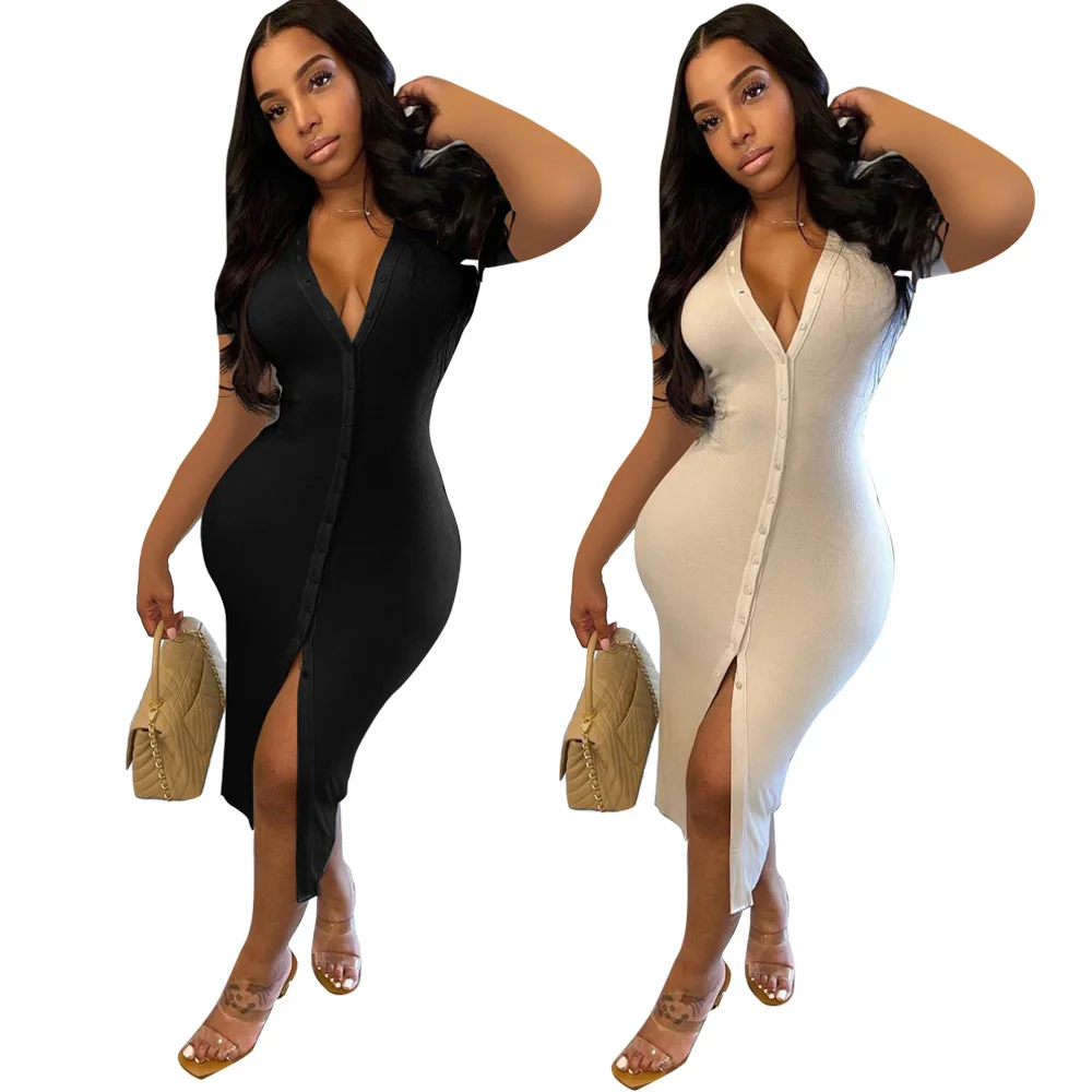 

Women Chic Fashion Button-up Draped Midi Shirt Dress Vintage Short Sleeve Female Dresses Vestidos Elegant Casual Dresses, As shown