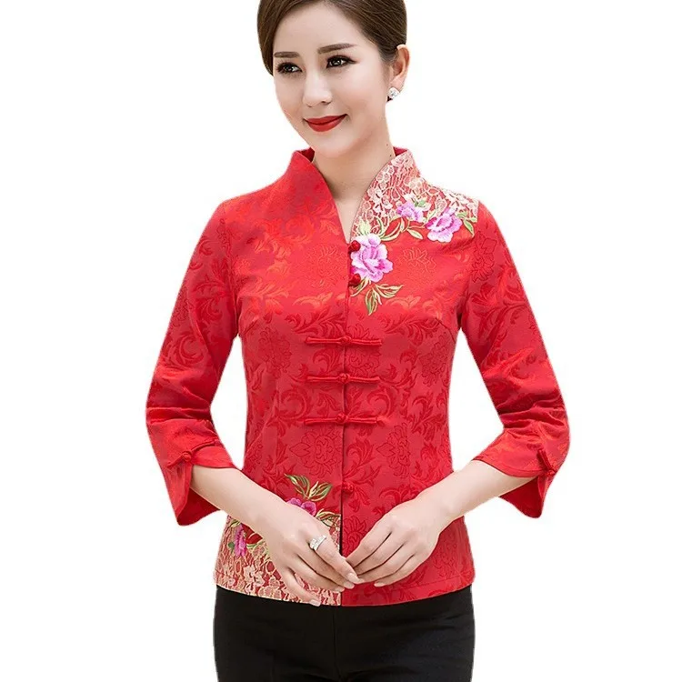 Chinese Tradition Women Tang Clothes New Year Embroider Hanfu Qipao Top CTCS-010