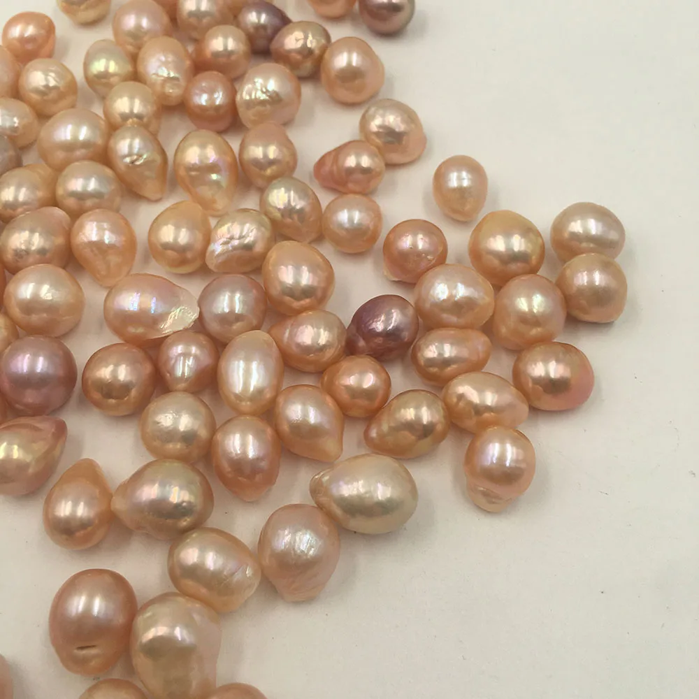 

wholesales DIY BEADS,10-13 mm AA good luster orange gold kasumi baroque pearl 100% nature freshwater pearl with half or no hole