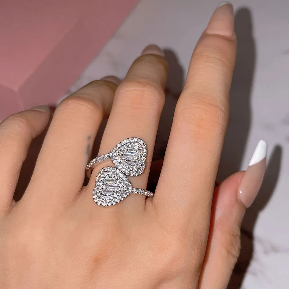 

Foxi Jewelry Wholesale Bling Women Jewelry Full Zirconia Eternity Heart Ring