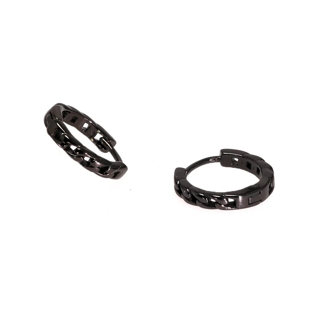 

925 Sterling Silver Jewelry Earrings Simple Chain Type Punk Rock Clip Men's and Women's Earrings White and Black Fine Jewelry