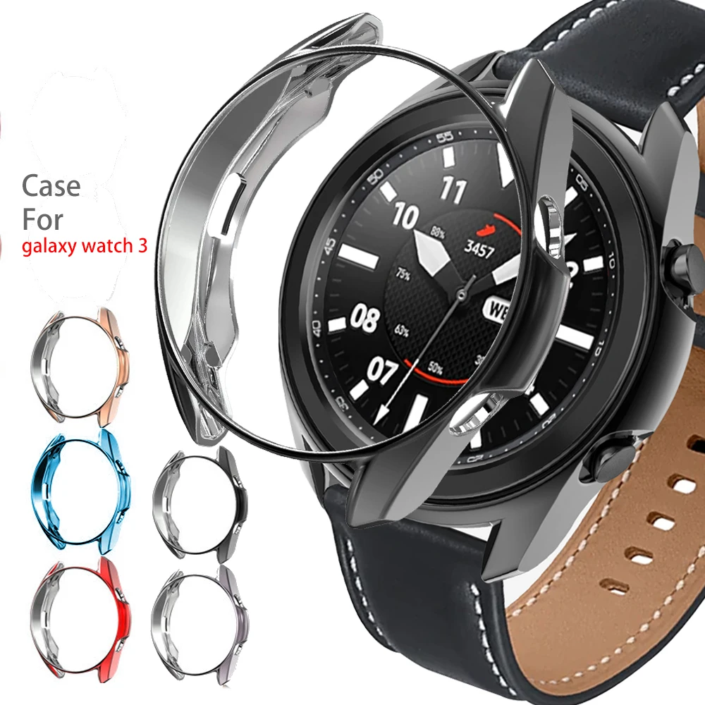 

Case For Samsung Galaxy watch 3 45mm 41mm smartwatch Soft Plated TPU bumper 41 45 mm smart watch Protector Cover Accessories, Black, clear, pink, rose gold, gold, misty gold and silver