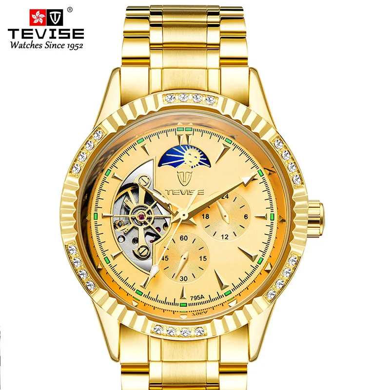 

Wholesale Brand Men's Watches Mechanical Movement Fashion Automatic Date Steel Band Watches Tourbillon Wristwatch, Optional