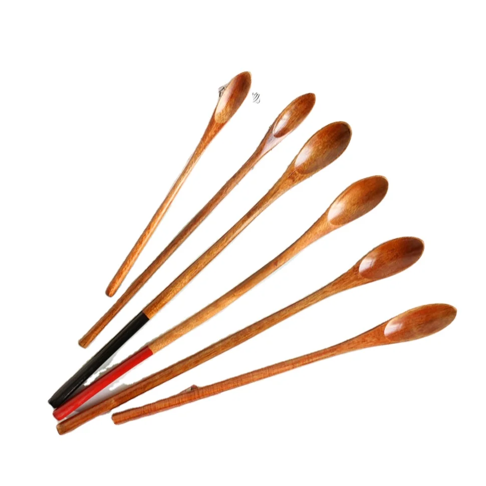

Long Handle Mixing Spoon and Japanese-Style Solid Wood Long Handle Spoon Creative Binding Wire Wooden Honey Coffee Spoon