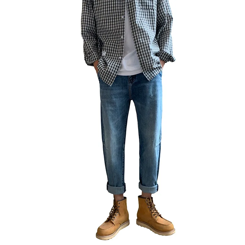 

Support customization 2021 spring and autumn jeans men's slim men's feet pants Korean style trendy long pants casual