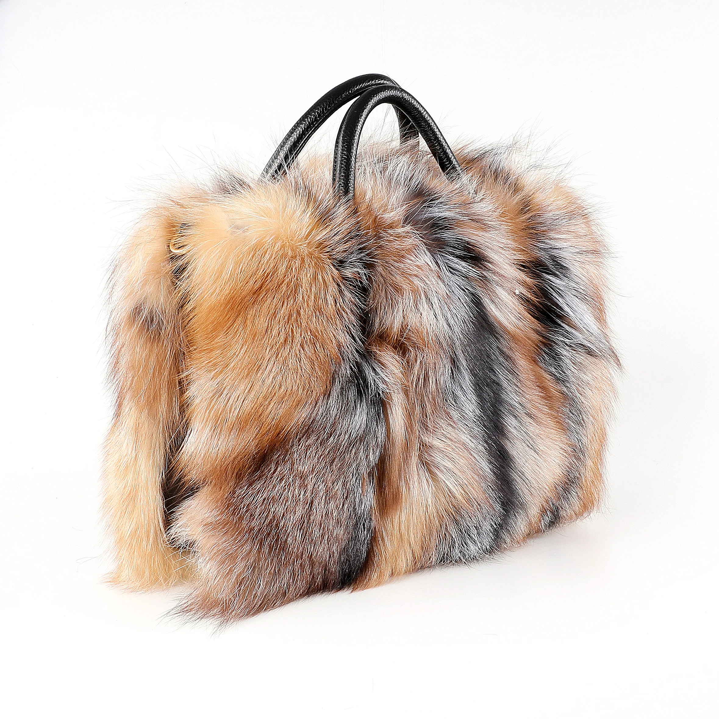 

Women Winter Sliver Fox Fur Shoulder Bag Large Tote Clutch Purse Handbag, Customized color