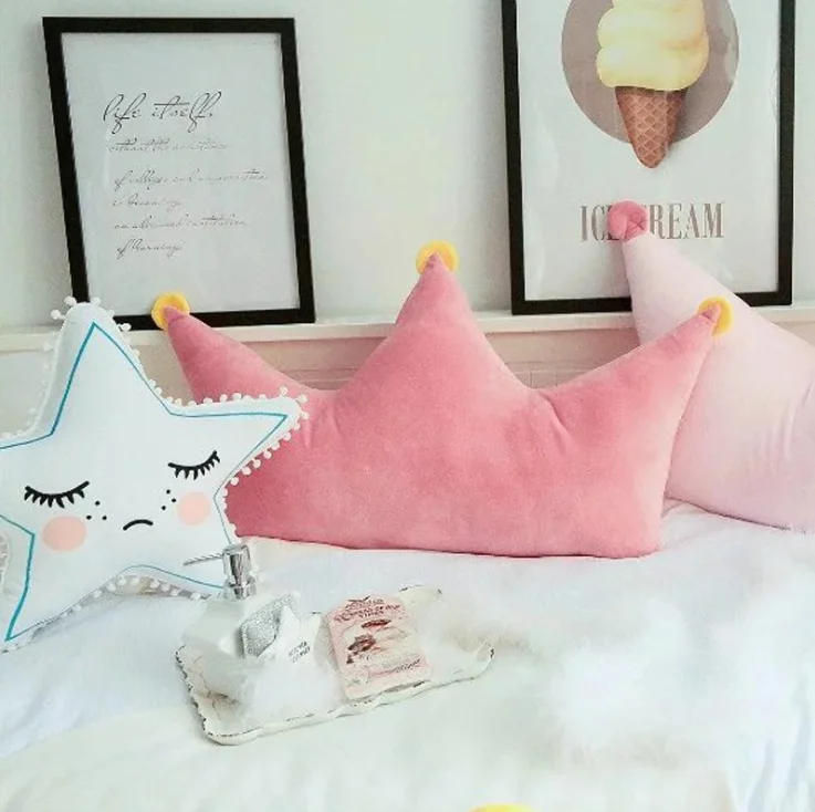 Pink HUHU833 Crown Swan Children Pillow Room Decoration Dolls Toys Throw Pillow 