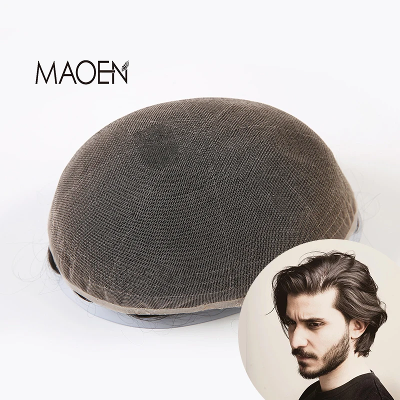 

in stock breathable knots 100% indian remy hair full french lace no pu men toupee