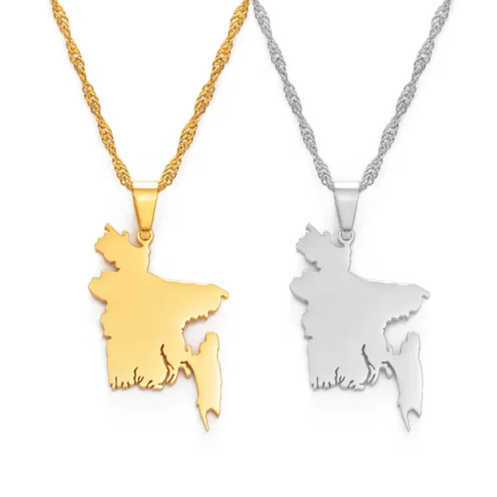

Map Of Bangladesh Pendant Necklaces Wholesale Gold Plated Stainless Steel Bengali Map Necklace