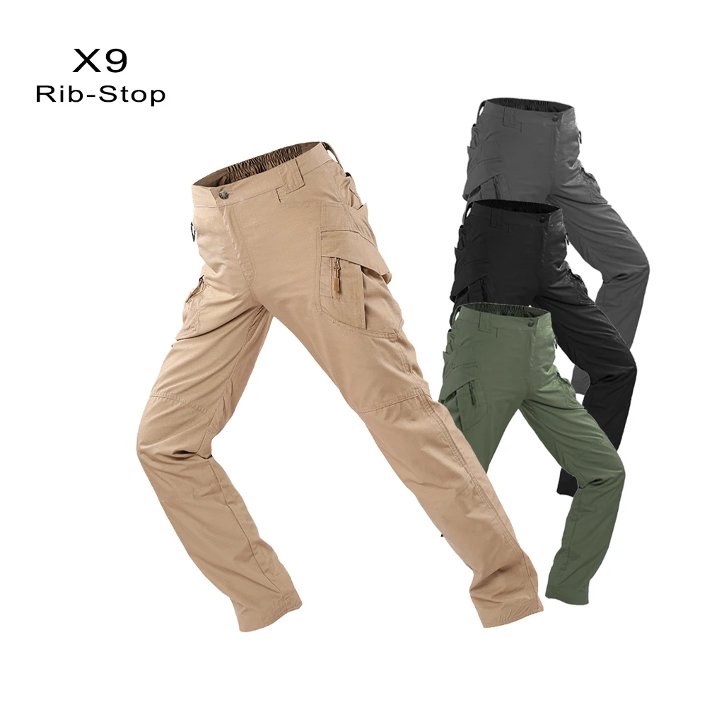 

Men's IX9 Waterproof Rib-Stop Tactical Pants Trousers Army Fans Hiking Hunting Multi Pockets Worker Cargo Pant