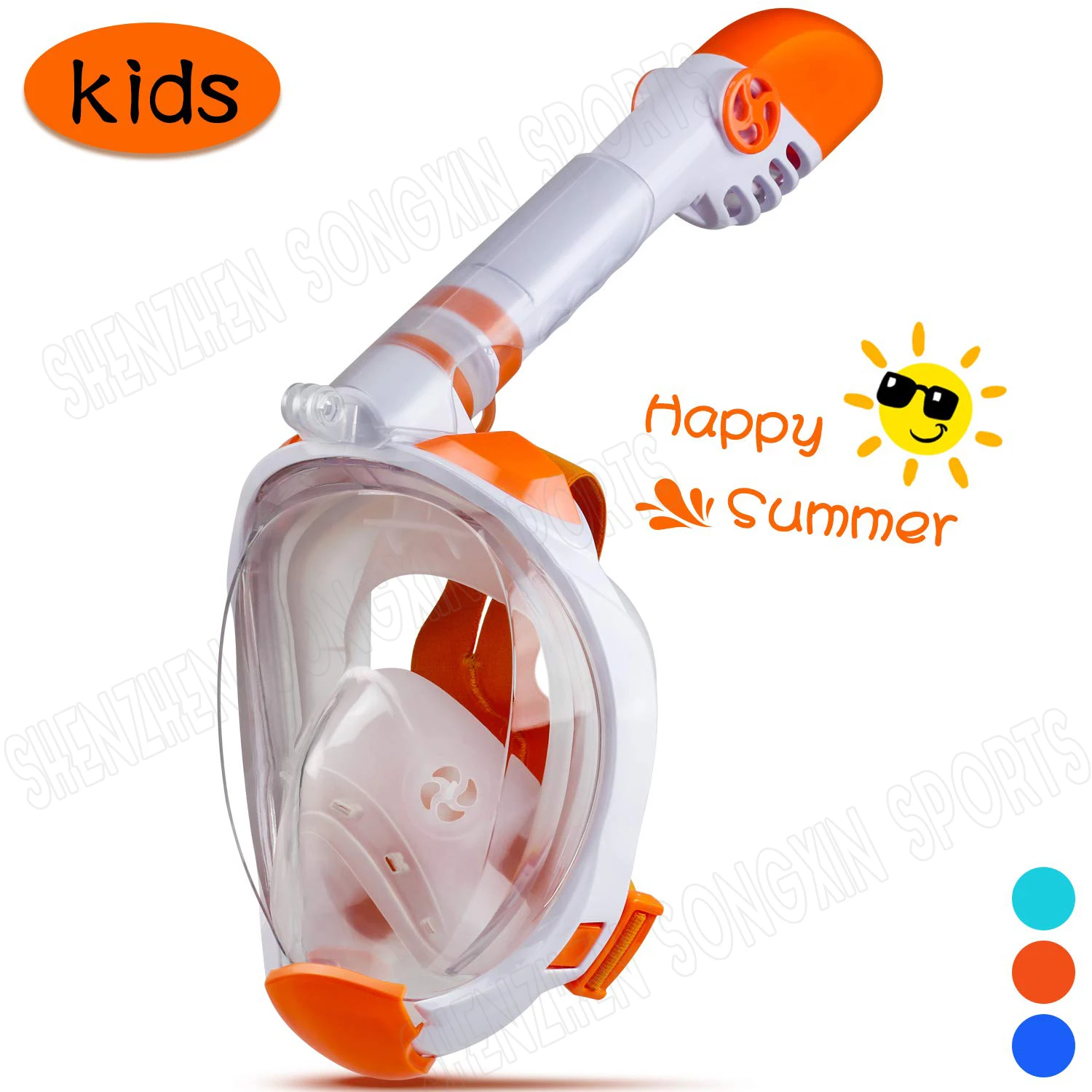 

Best Selling Anti-Leak Anti-Fog Diving Mask Kids Snorkeling Full Face Snorkel Mask With Detachable Camera Mount, Customized color supported