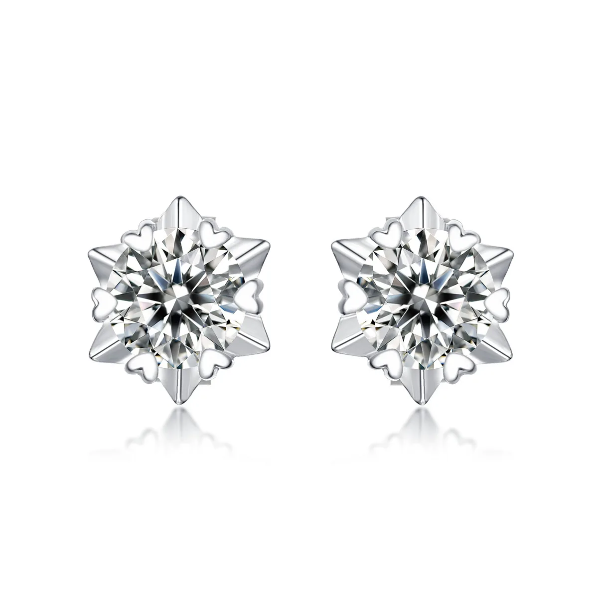 

Shanzuan Jewelry 2022 Snowflake Simple Style 925 Sterling Silver Ear Rings 0.5ct/1ct Moissanite Earrings For Women, Silver/gold color