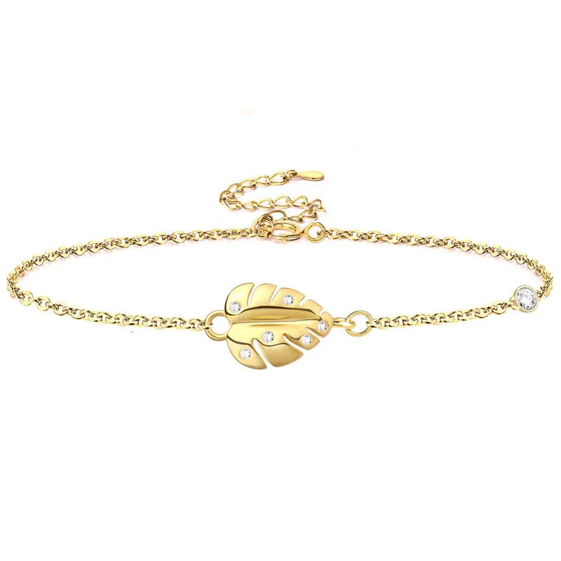 

Cross border fashionable silver leaf bracelet simple fashion bracelet bracelet women, Gold color