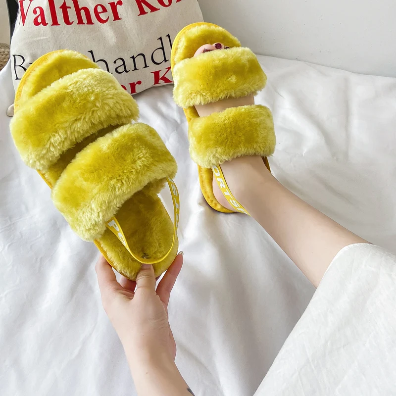 

Women's plush fur slippers wholesale fashion warm girl fur slippers, As picture