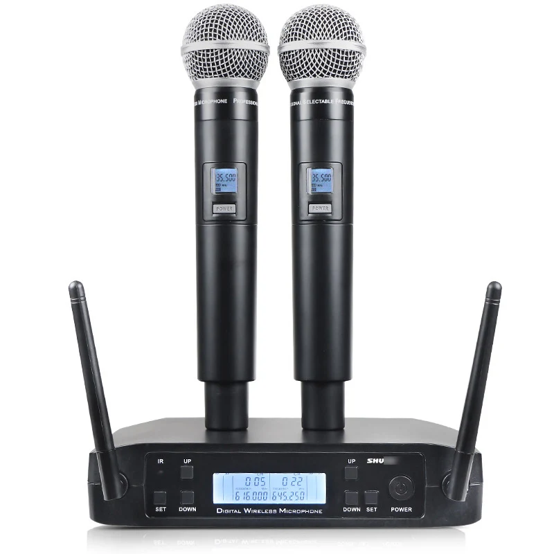 

Glxd4 Cheap Price Uhf Dual Channel Handheld Long Range Wireless Microphone