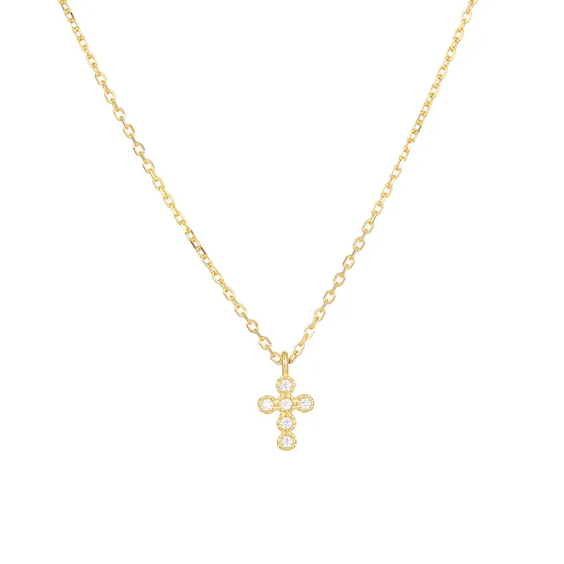 925 Silver Jewelry Wholesale Fashion Jewelry Sterling Silver Necklace Cross Diamond Zircon Pendant Gold Plated Necklaces Women