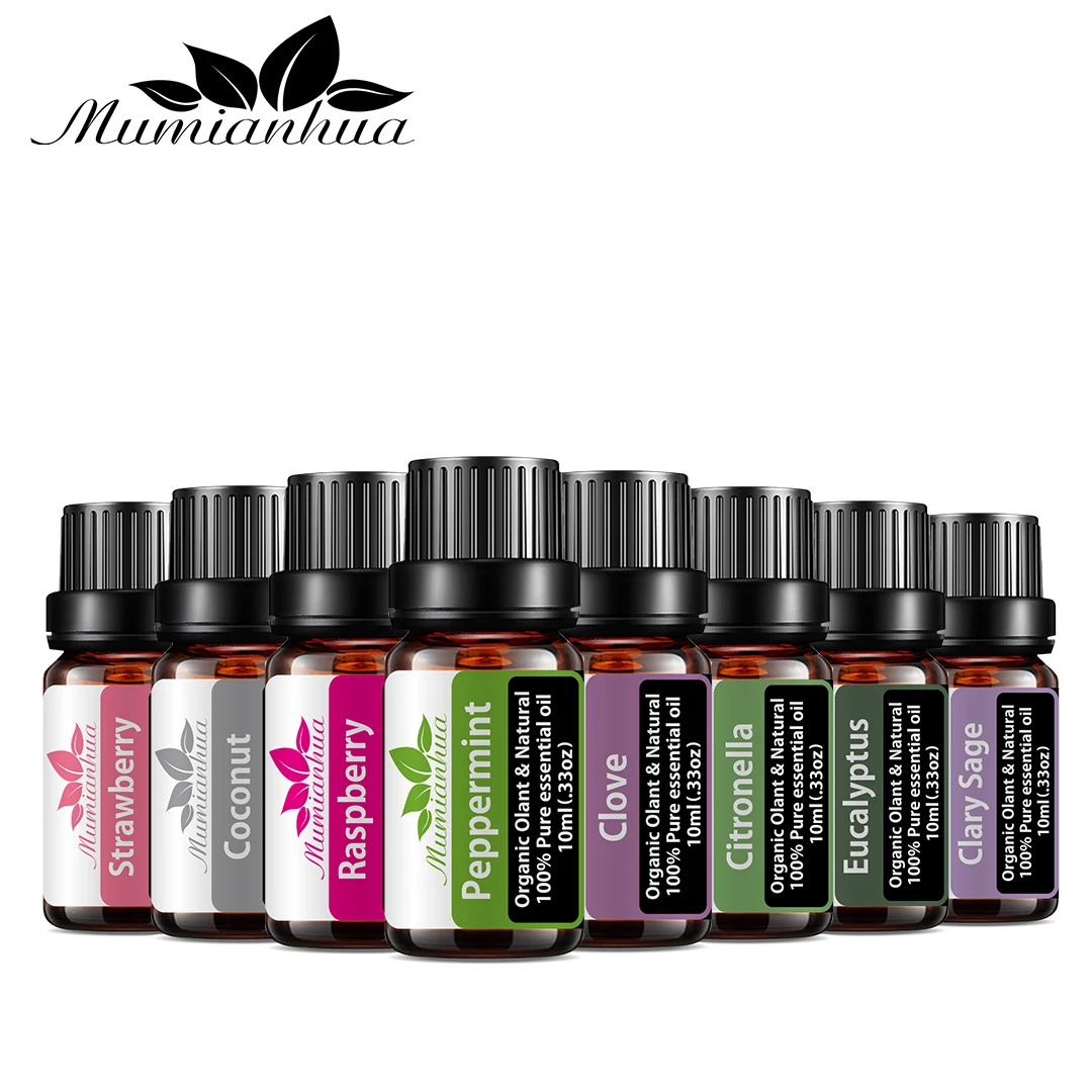 

10ML Private Label Mixed Organic Natural Exotic 100% Pure Essential Oils Set 12 Peppermint Clove Citronella Eucalyptus Clary