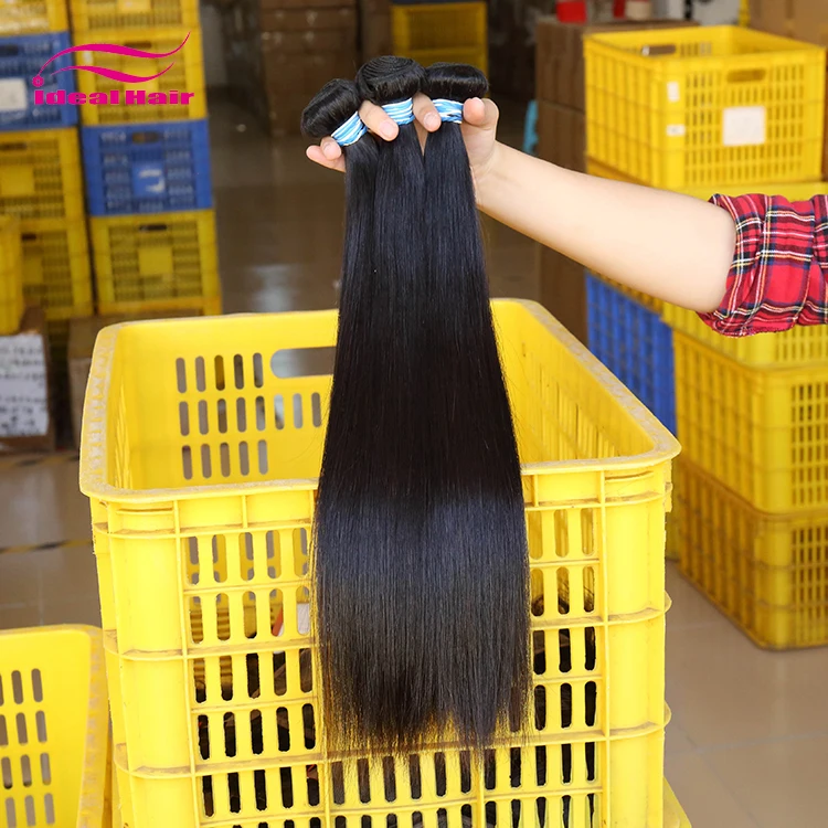 

Golden Supplier Ideal Wholesale Grade 12A 100% Virgin Natural Brazilian Human Hair, Natural black,can be dyed any color