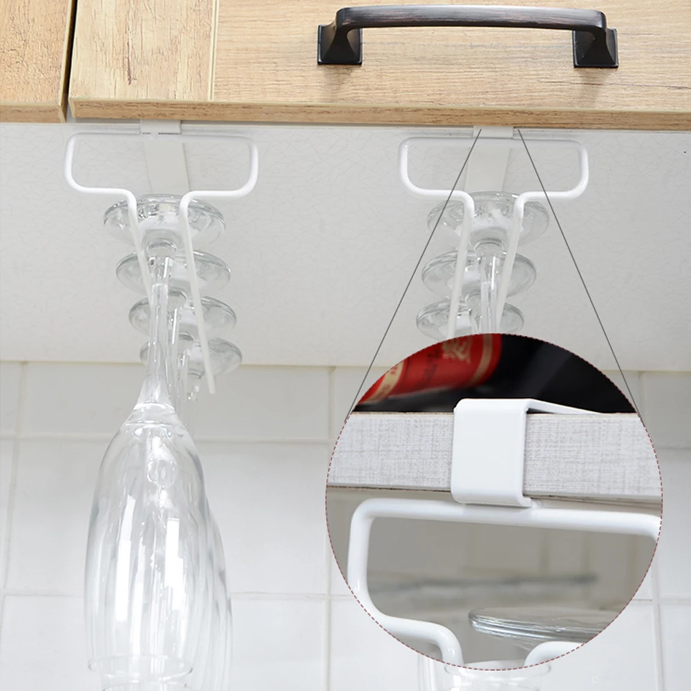 Large Stemware Wine Glass Hanger Rack Under Kitchen Bar Storage White Iron Buy